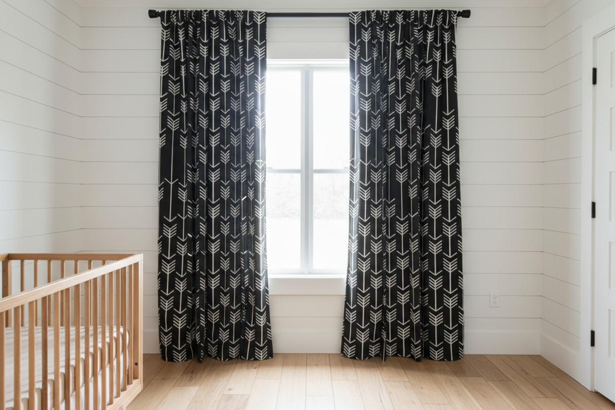 Black Arrow Curtains - Correct Fabric