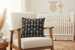 Black Boho Arrows Cotton Pillow Cover Styled in Bohemian Nursery