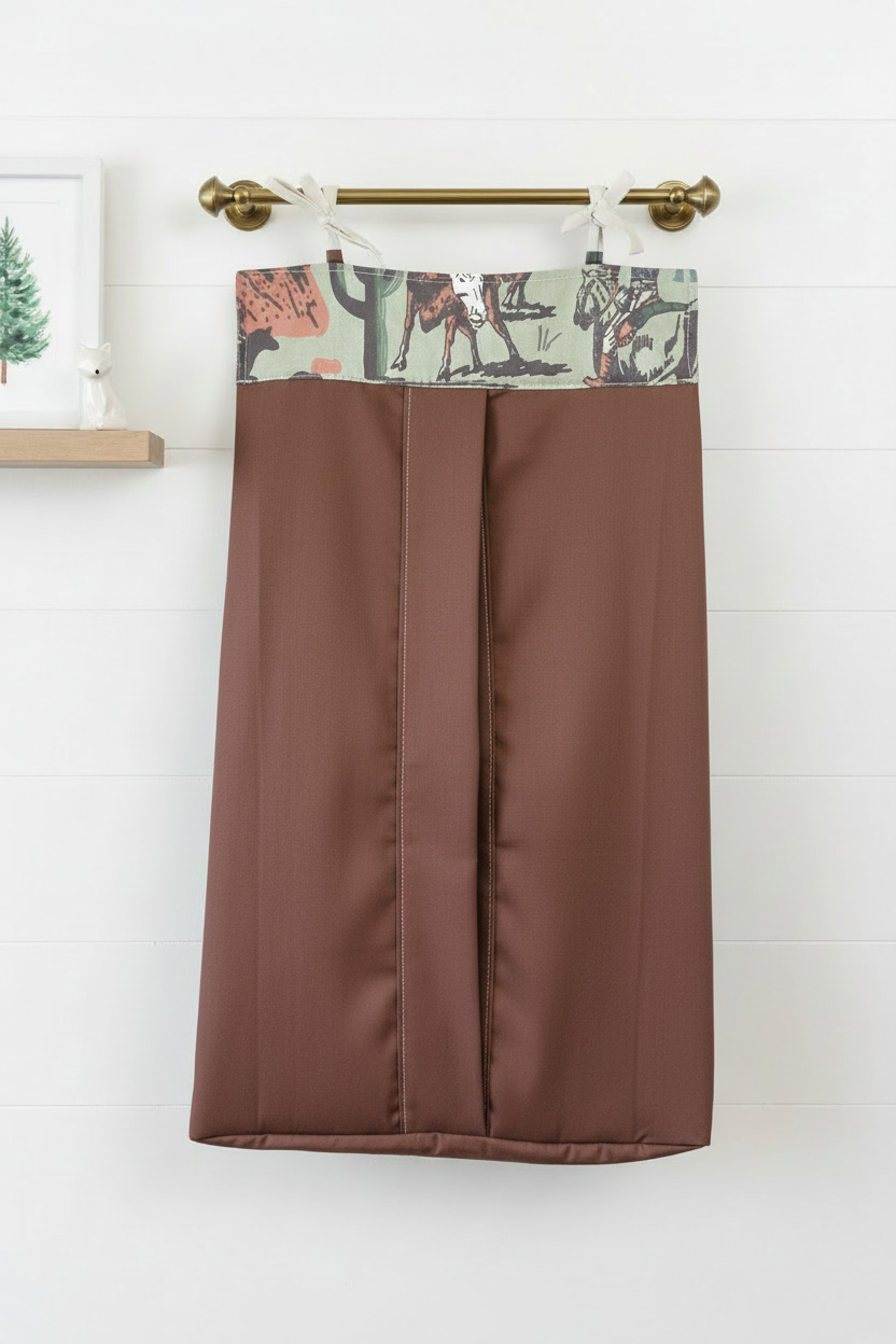 Brown Cowboy Canyon Diaper Stacker on Decorative Rod