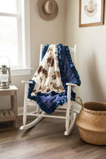 Brown Sugar Cow and Navy Minky Western Blanket Rocking Chair