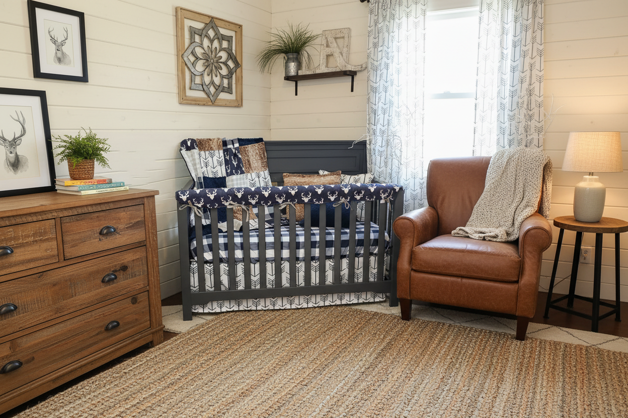 Buck and Fawn Minky Woodland Boy Nursery