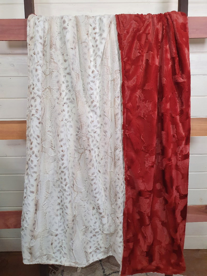 Blanket Sale - 60x60 Oversized Blanket, lynx and pumpkin spice hide - DBC Baby Bedding Co 