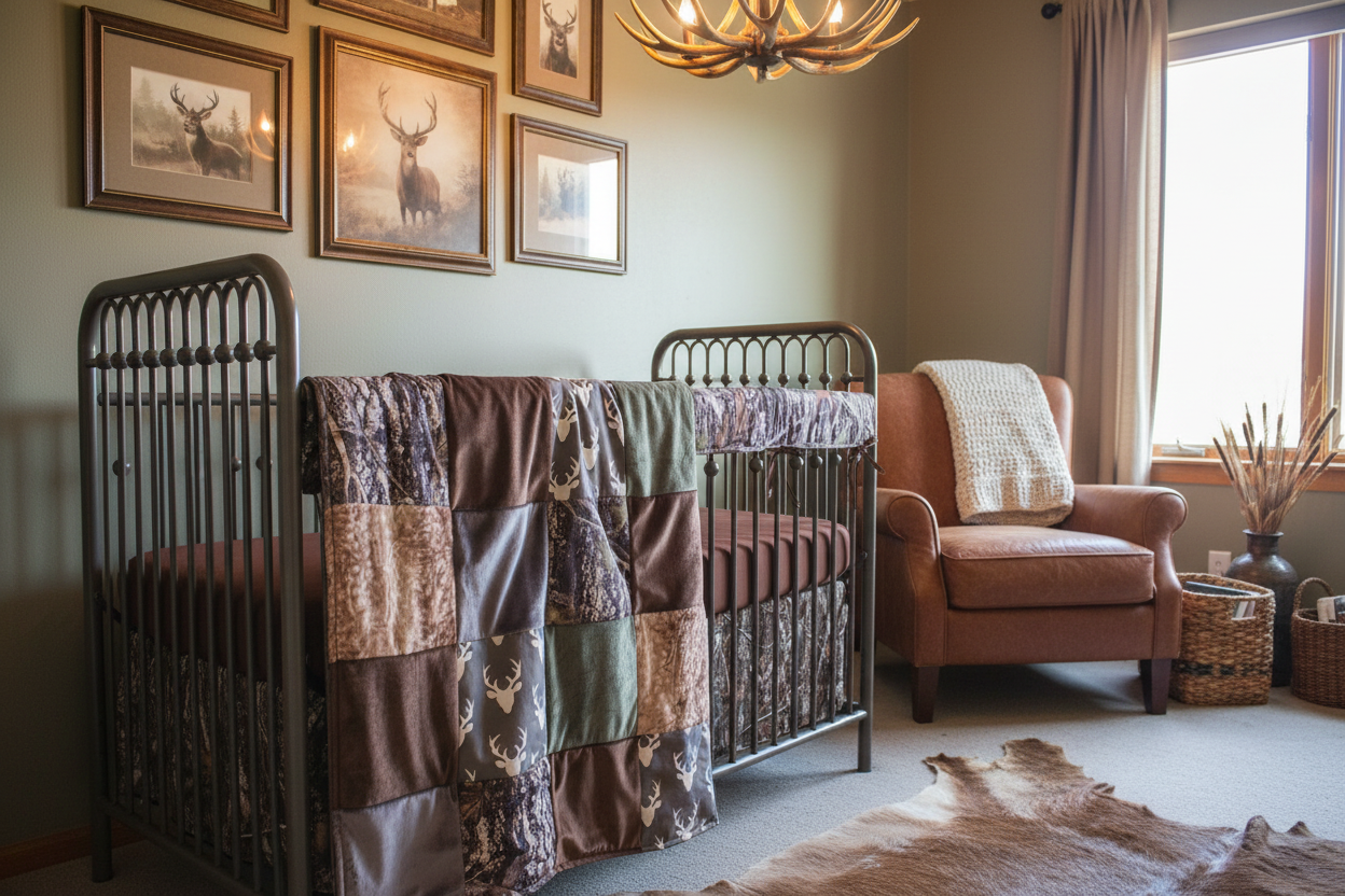 Camo Hunting Woodland Nursery V2 - Close-up