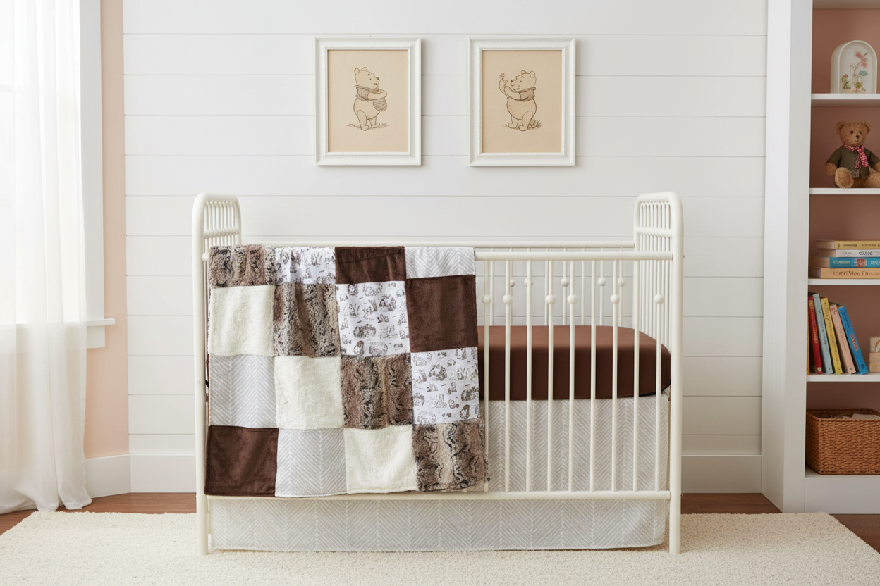 Classic Winnie Pooh Toile with Brown Sheet