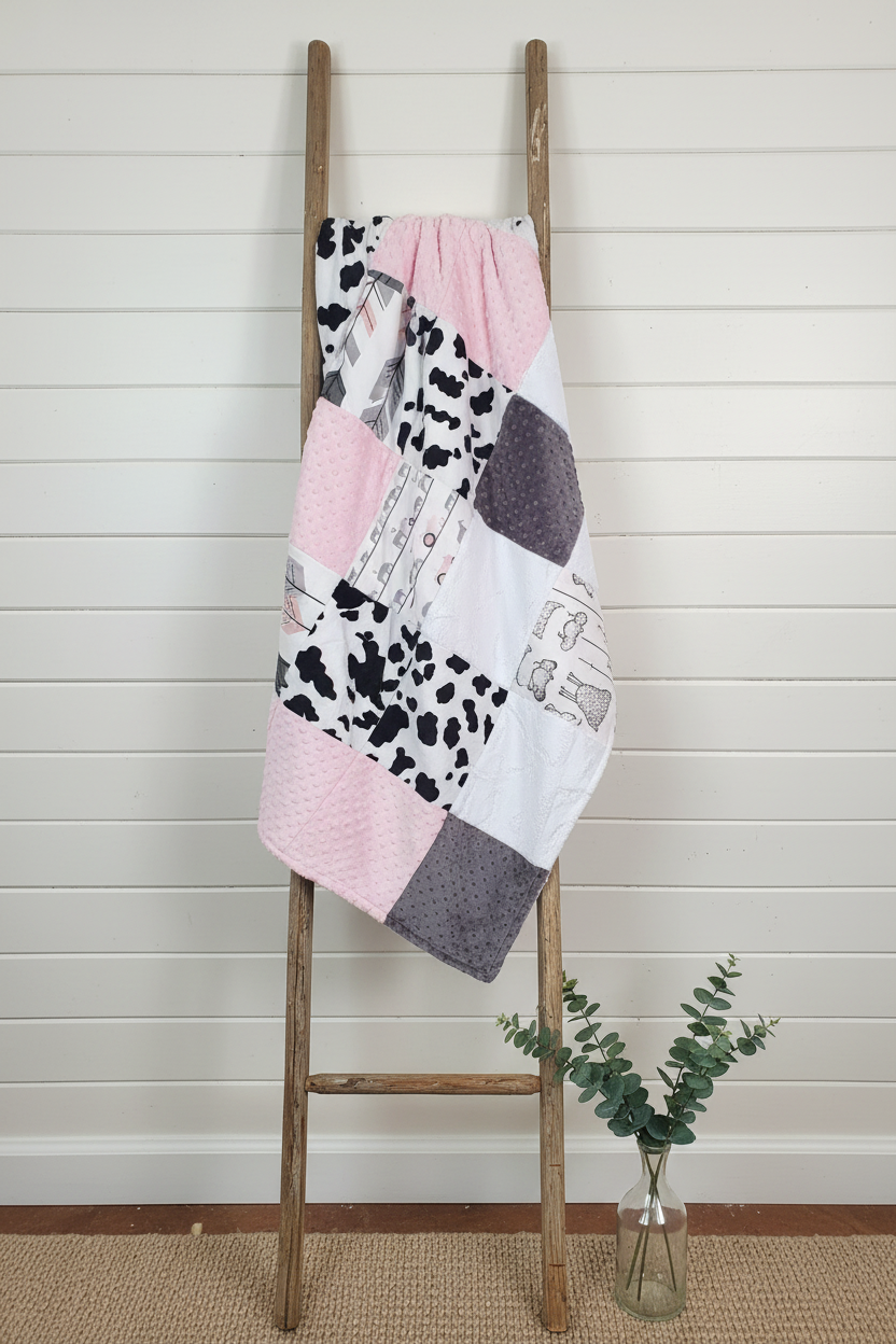 Cow Arrow Blanket Lifestyle on Ladder