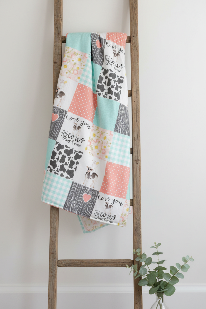 Cow Blanket Lifestyle on Ladder