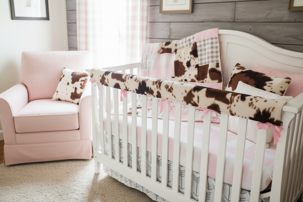 Cow Print Nursery - Close Up Solid Blush Sheet