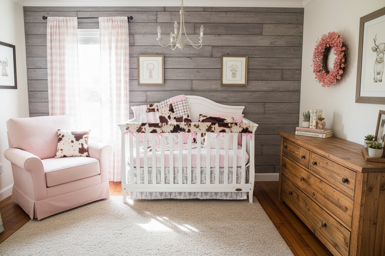 Cow Print Pretty Rustic Nursery - Blush Sheet