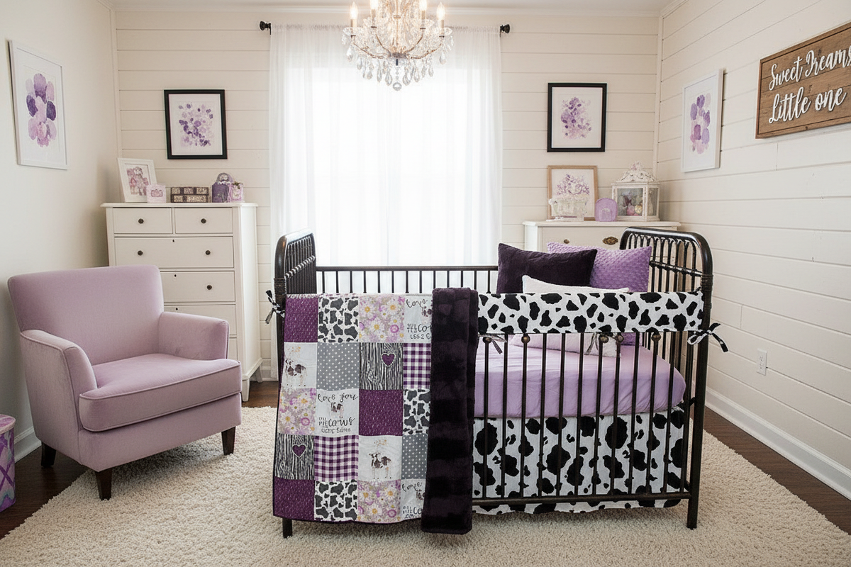 Cow Purple Bedding Nursery Lilac Velvet Chair