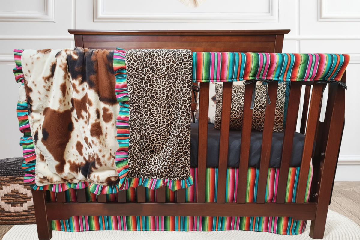 Cow Serape Leopard Bedding Correct Close-Up
