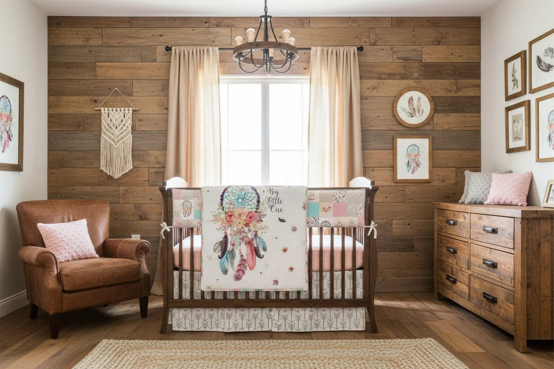 Dream Catcher Floral Girl Crib Bedding - DBC Baby Bedding Co 