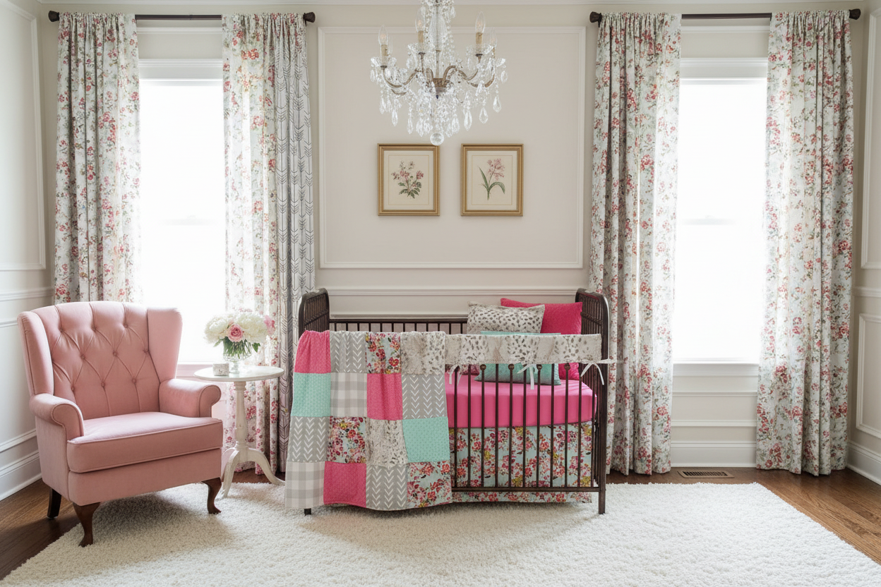 Elegant Nursery with Centered Chandelier