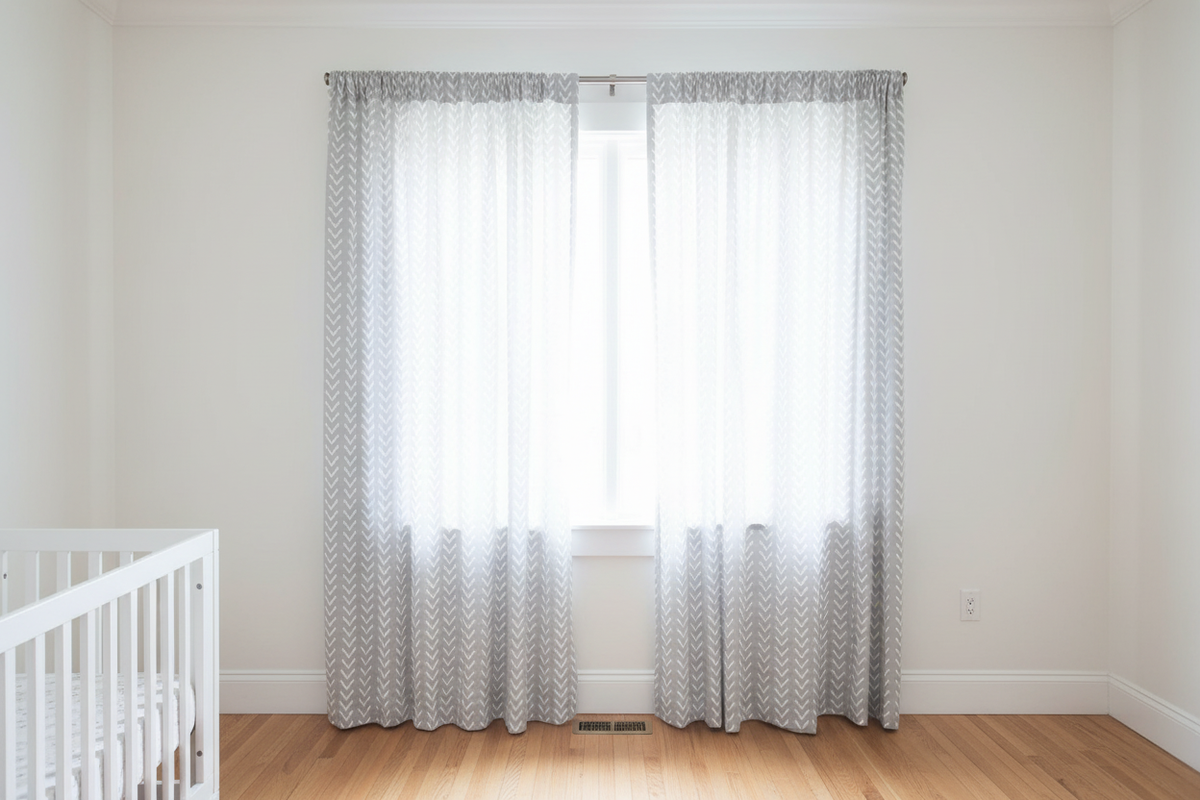 French Gray Arrowhead Curtains - Alt View