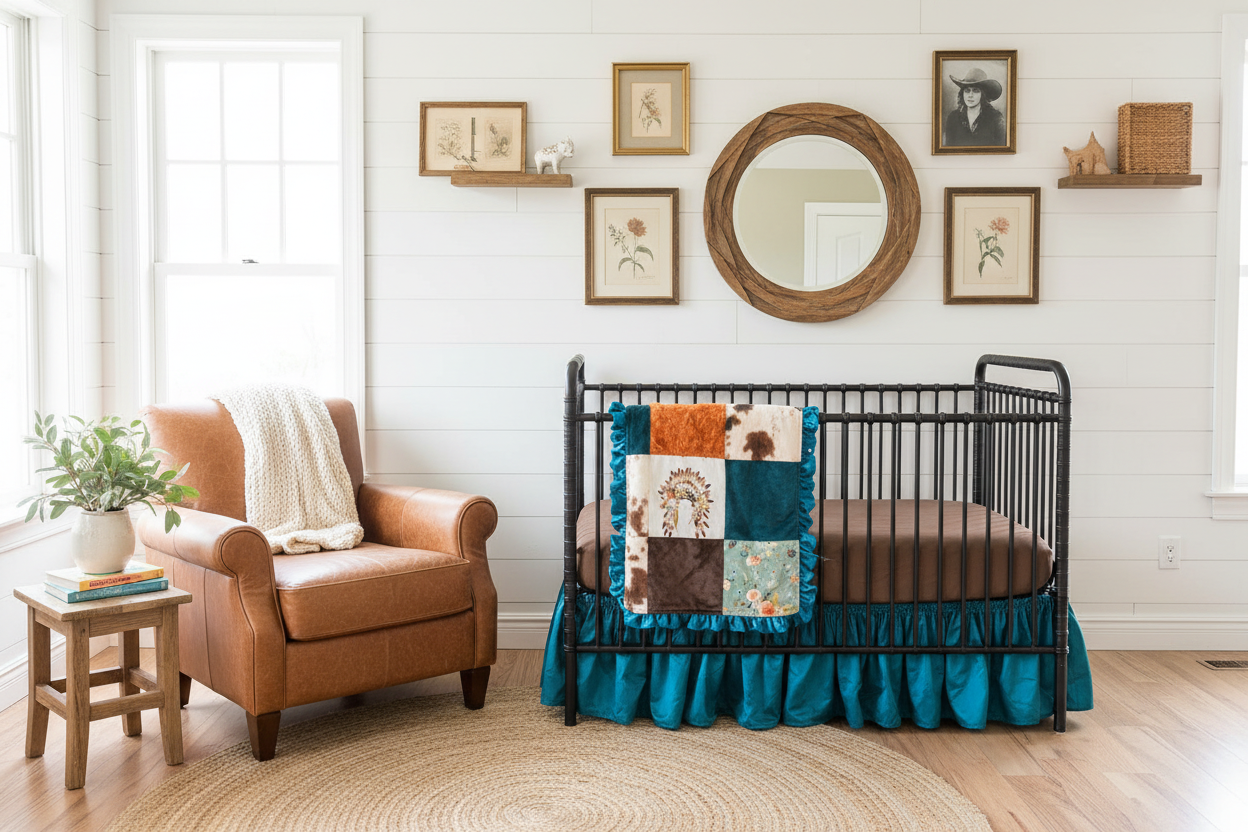 Headdress and Floral Western Girl Nursery - Alternative Wall Décor