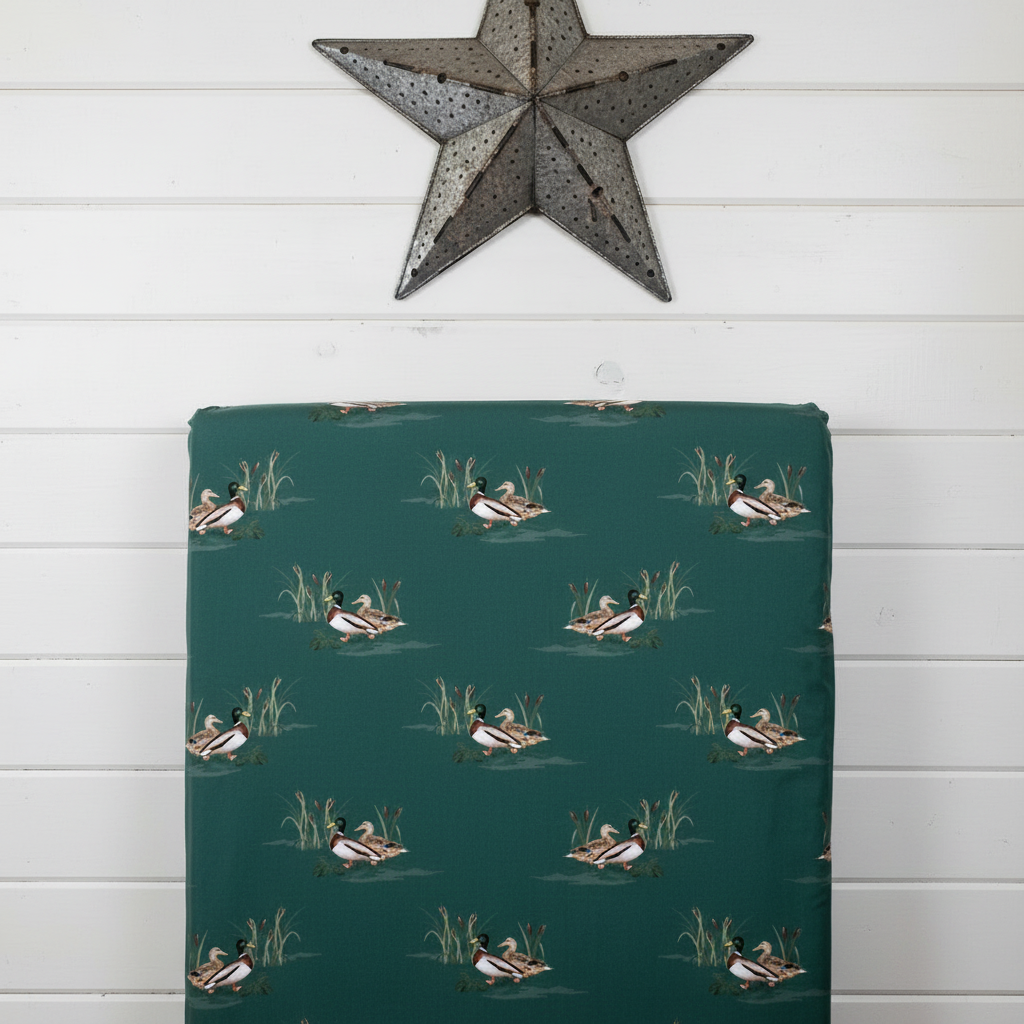 Hunter Green Duck Woodland Sheet - Larger Mattress
