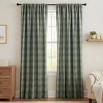 Hunter Green Plaid Curtains - Unobstructed Window View