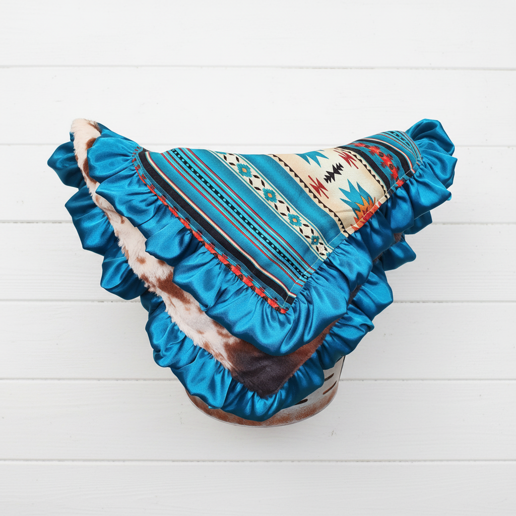Teal Aztec and Cow Minky Western Lovey - DBC Baby Bedding Co 