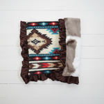 Cream Aztec and Brown Sugar Cow Minky Western Lovey - DBC Baby Bedding Co 