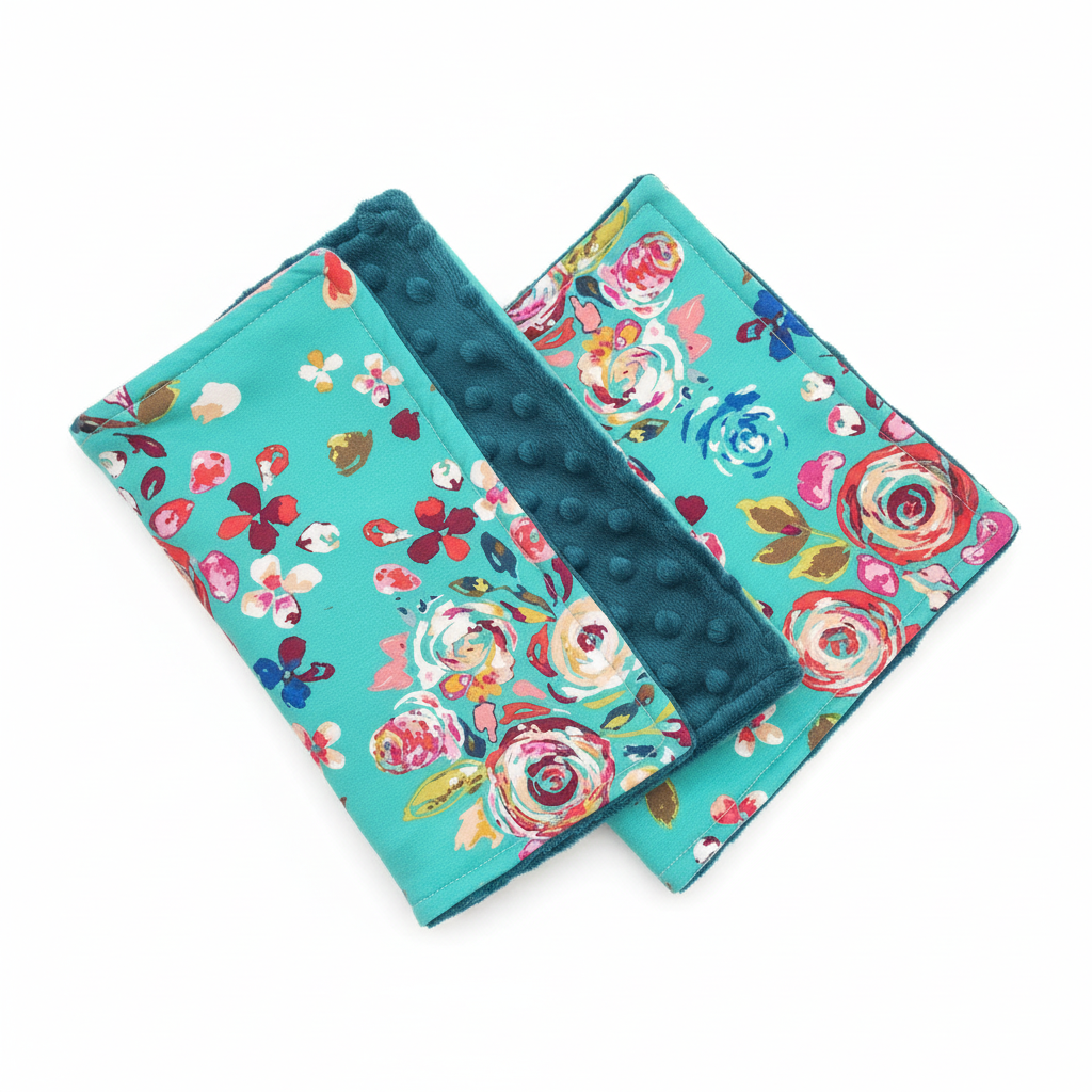 Teal Floral Burp Cloths - DBC Baby Bedding Co 