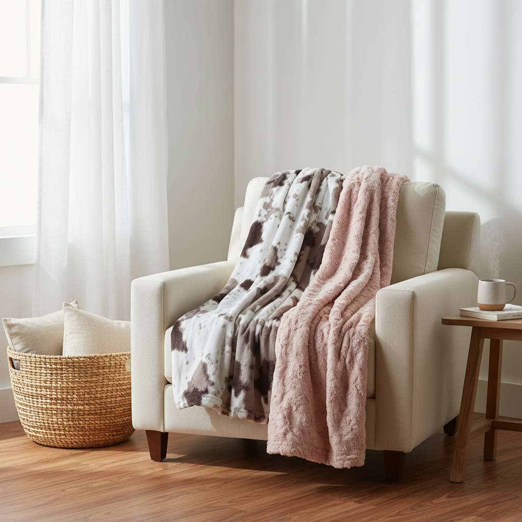 Brown Sugar Cow Minky and Dusty Rose Minky Western Blanket - DBC Baby Bedding Co 