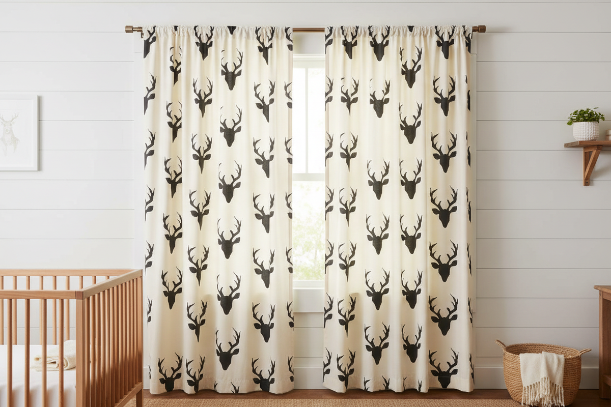 Black Buck Curtains - Panels & Valances - DBC Baby Bedding Co 