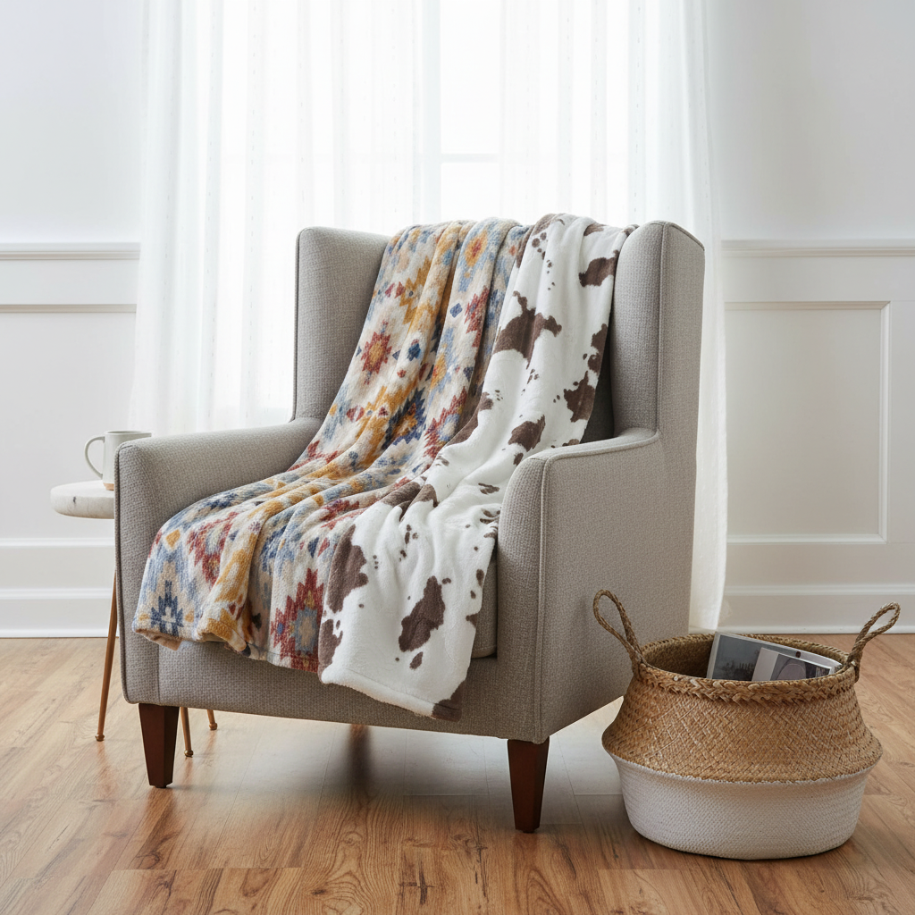 Rio Aztec and Brownie Calf Minky Western Blanket - DBC Baby Bedding Co 