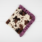 Cow Minky with Plum Satin Ruffle Western Lovey - DBC Baby Bedding Co 