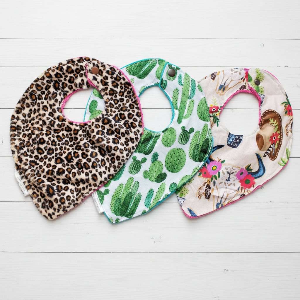 Boots Hat, Cheetah, Cactus Western Bibs - DBC Baby Bedding Co 