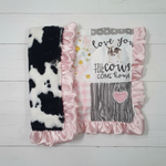 Blush Cows Come Home and Black White Cow Minky Farm Lovey - DBC Baby Bedding Co 