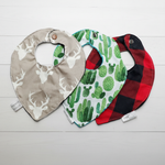 Buck, Red Black Check, and Cactus Baby Woodland Bibs - DBC Baby Bedding Co 