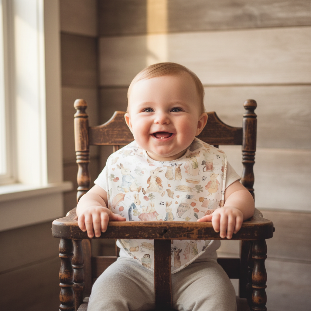 Peter Rabbit and Gray Gingham Bibs - DBC Baby Bedding Co 