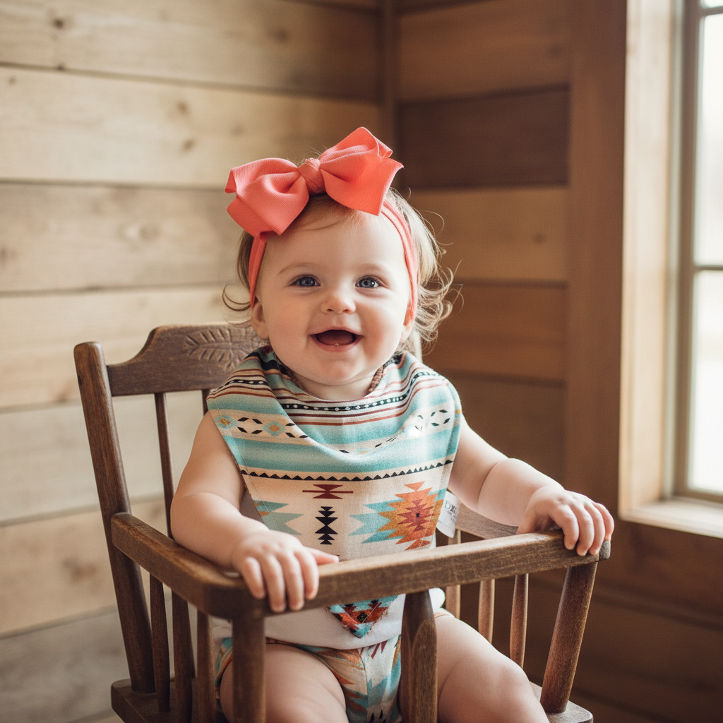 Mint Aztec Western Bib - DBC Baby Bedding Co 
