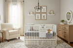 Lamb and Cow Nursery - Ecru Check Curtains
