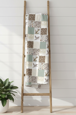 Mallard duck patchwork blanket on ladder