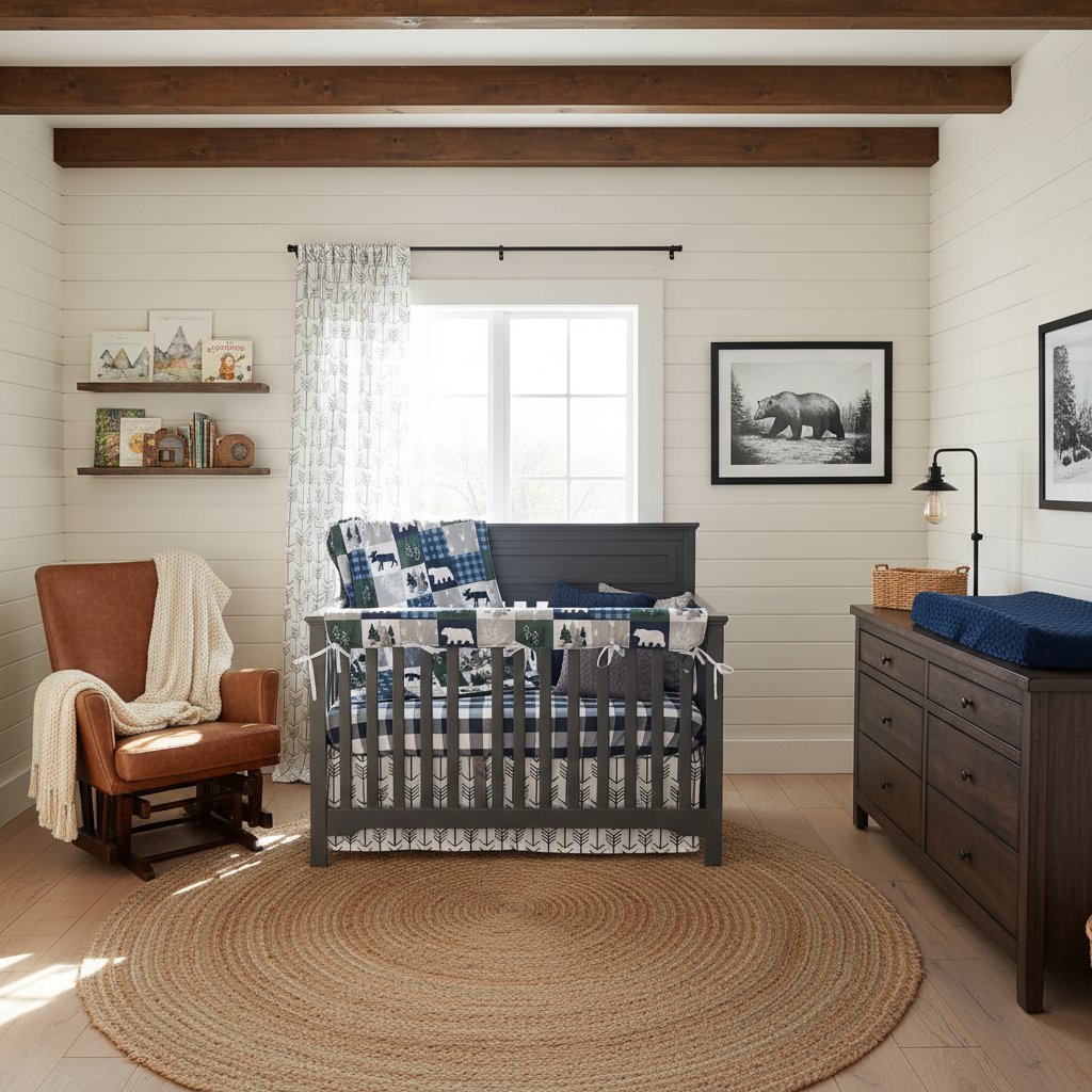 Navy Green Woodland Nursery with Dresser