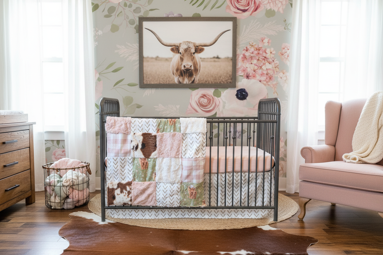 Pink Sage Western Bedding Nursery Styled Complete
