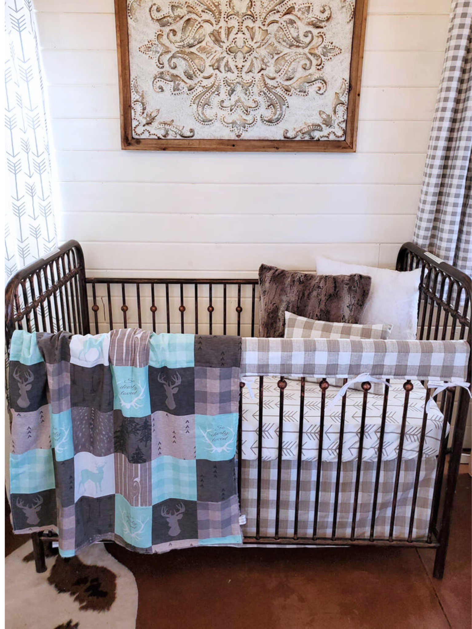 New Release Neutral Crib Bedding - Deerly Loved Antler Woodland Baby Bedding Collection - DBC Baby Bedding Co 