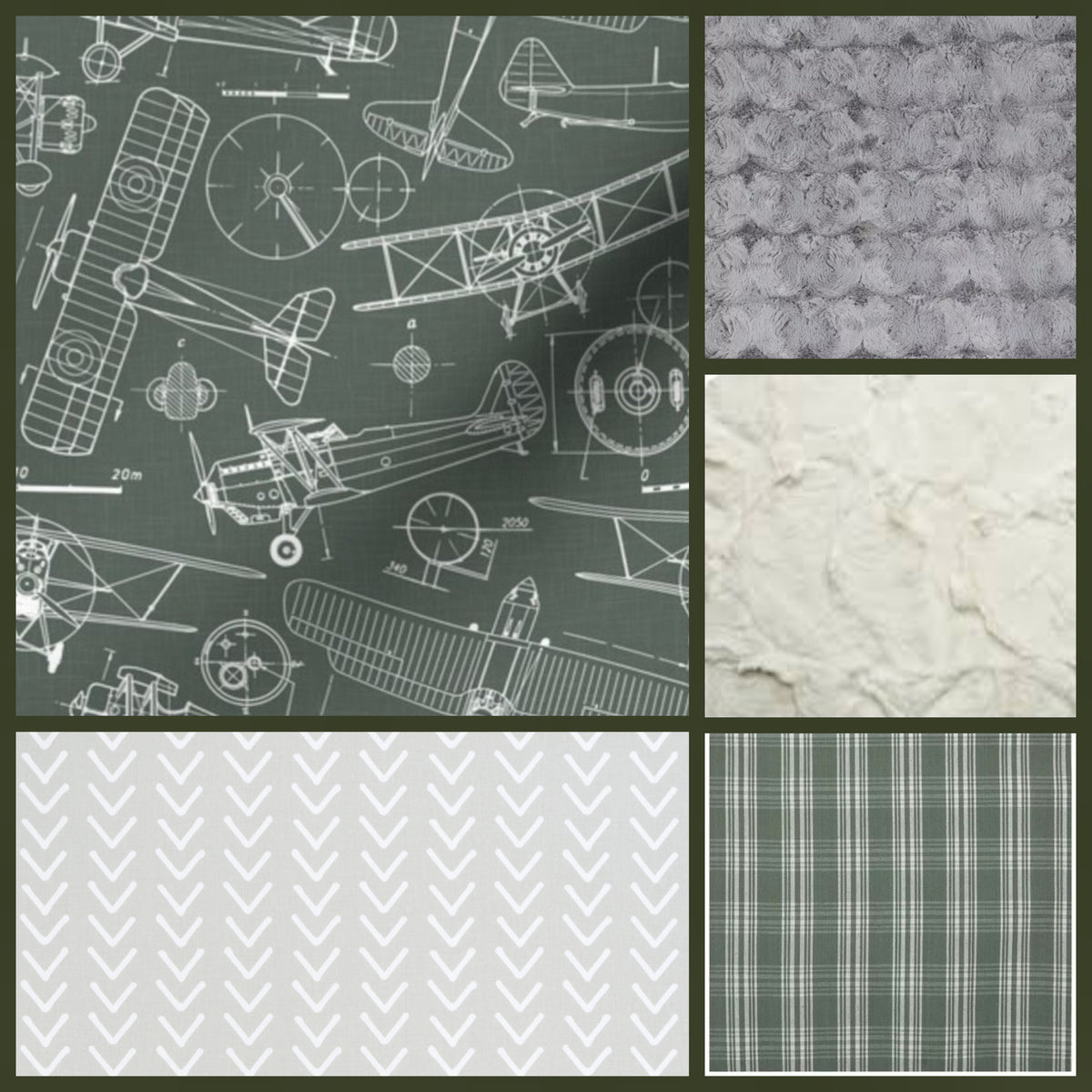 Green Vintage Airplane Boy Crib Bedding - DBC Baby Bedding Co 