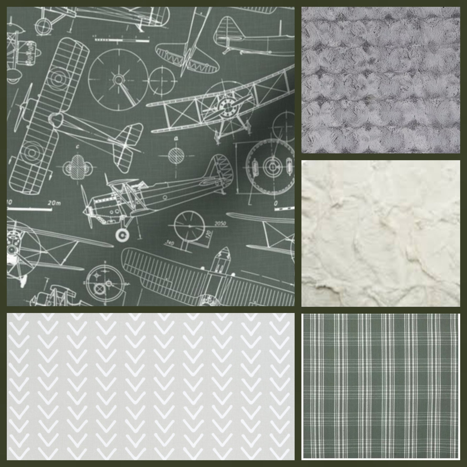 Green Vintage Airplane Boy Crib Bedding - DBC Baby Bedding Co 
