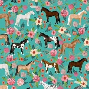 Floral Horse Farm Crib Sheet