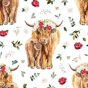 Roses Highland Cow Western Girl Crib Bedding