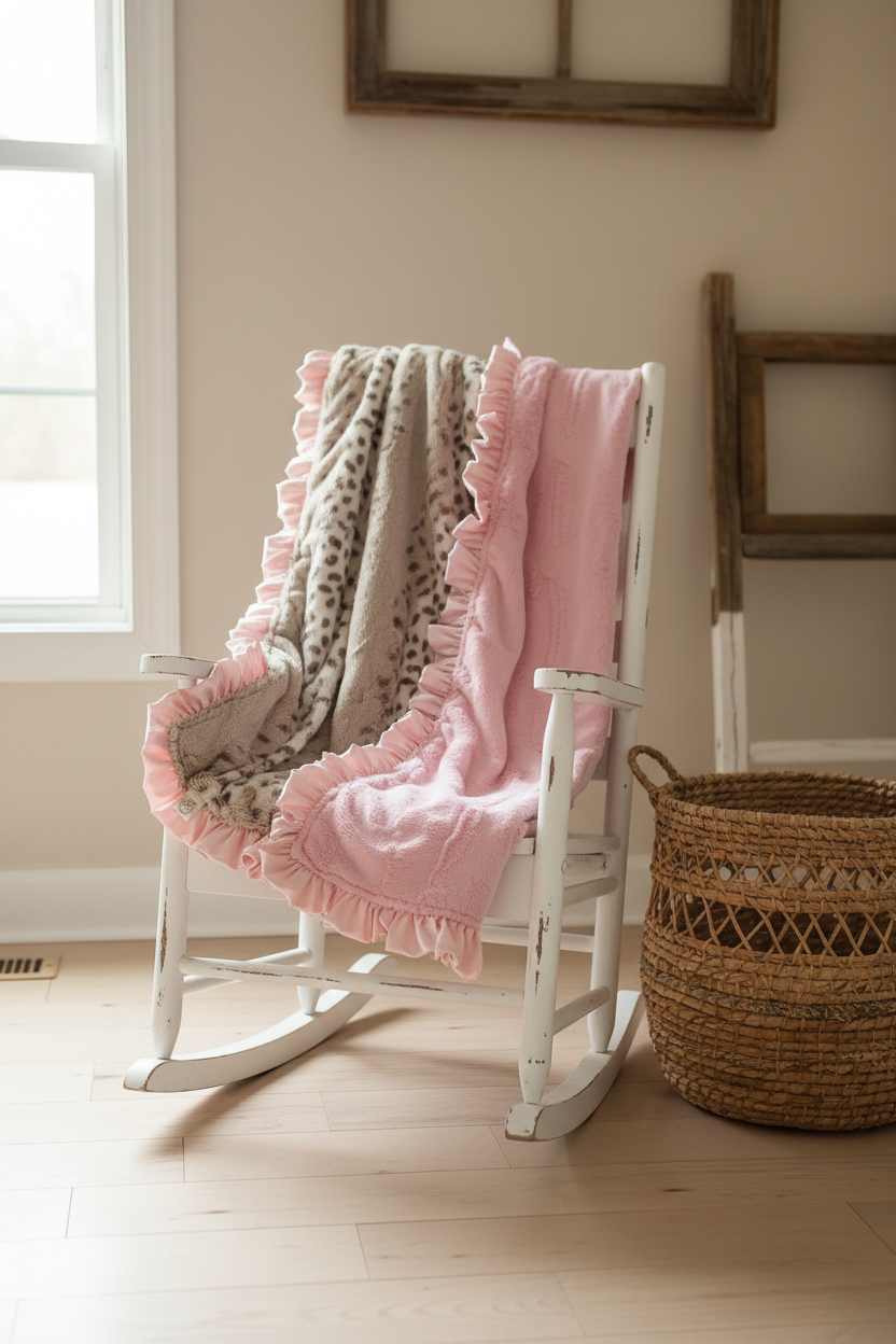Ruffle Lynx Minky Blanket Rocking Chair