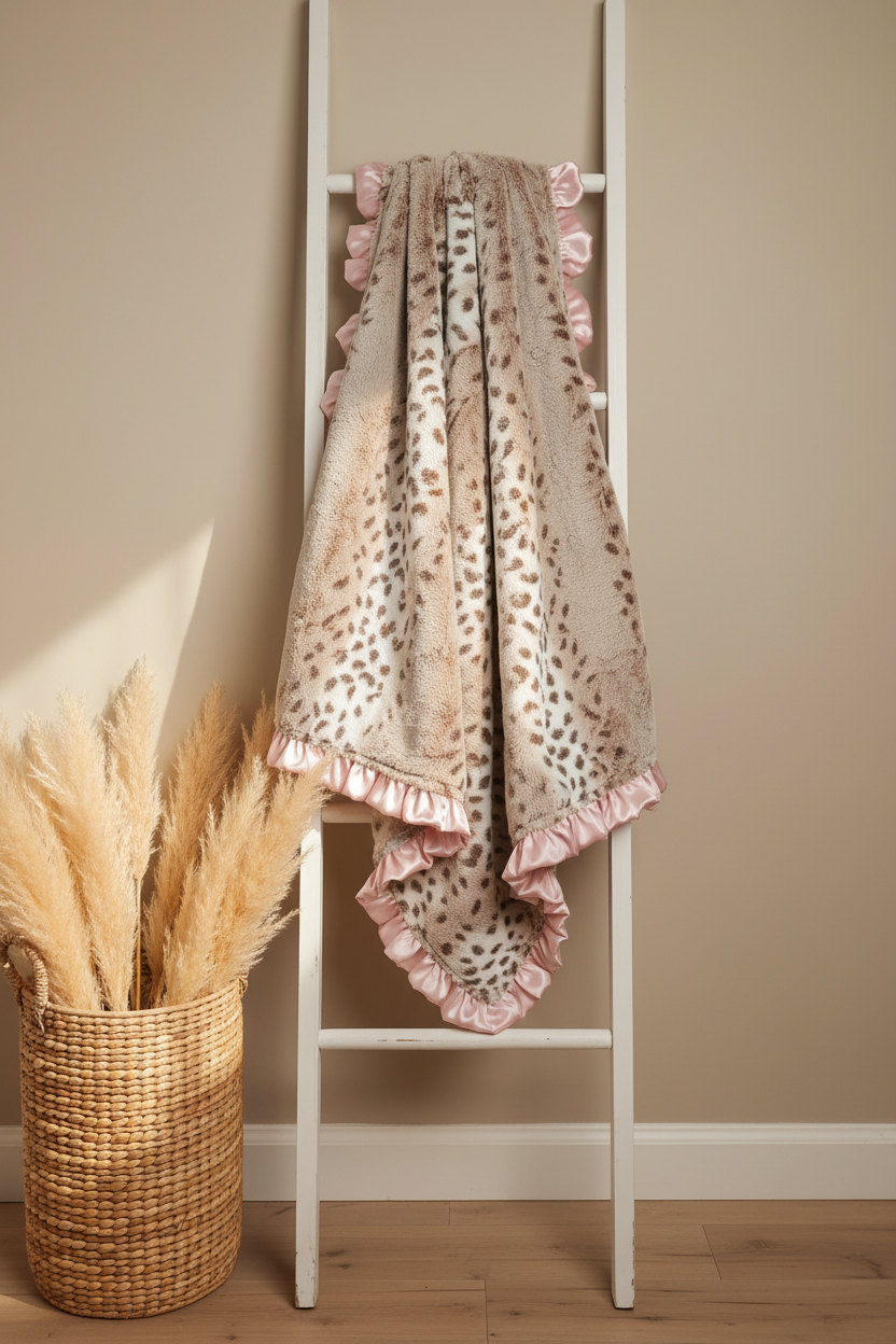 Ruffle Lynx Minky Blanket Rustic Nursery