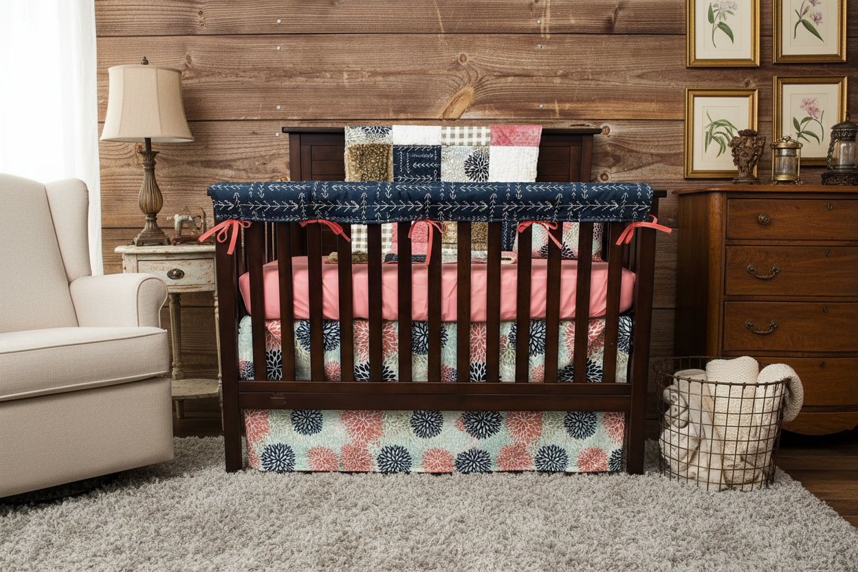 Rustic elegant nursery with blanket basket