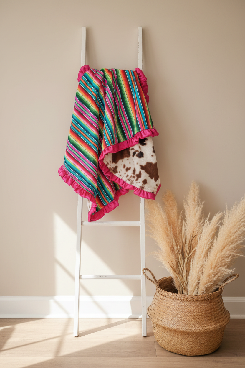 Serape and Cow Minky Western Blanket
