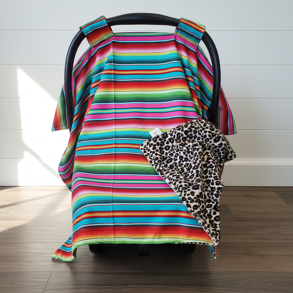 Serape Western Carseat Tent - White Shiplap