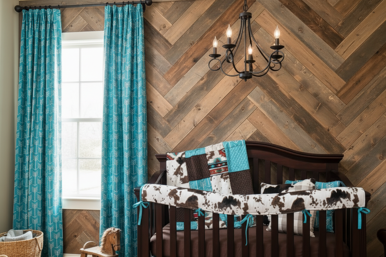 Teal Arrow Curtains - Zoomed In