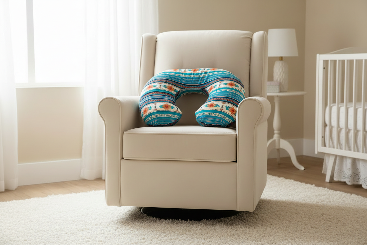 Teal Aztec and Cow Minky Western Nursing Pillow Cover - Aztec Only