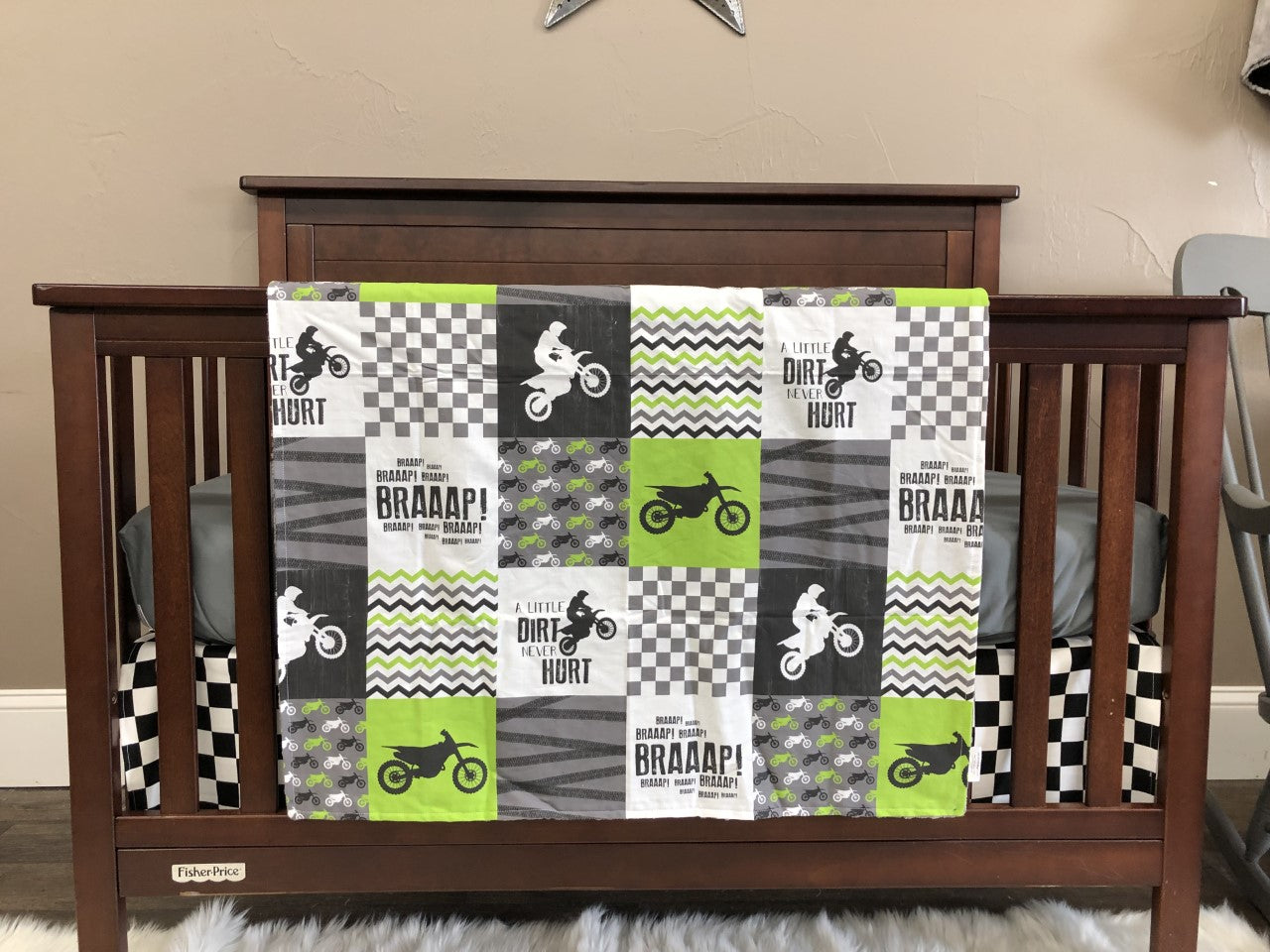 Dirt bike nursery bedding best sale