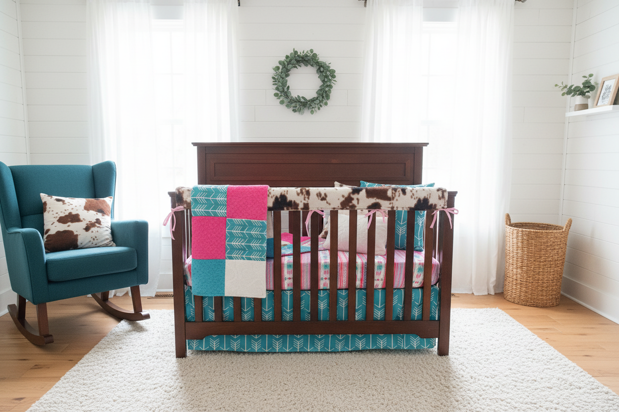 Western Cowhide Turquoise Arrow Bedding - Teal Chair